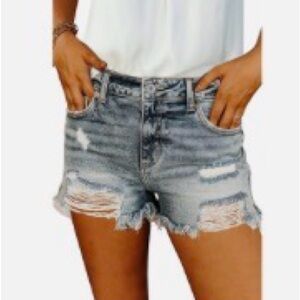 Distressed Denim Jean Shorts